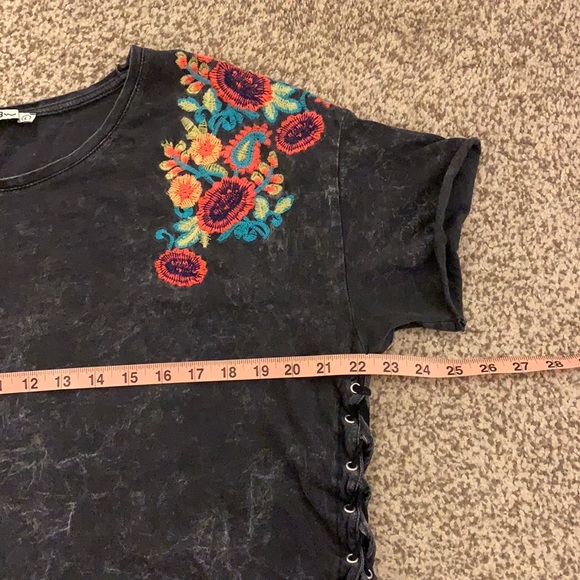 LTB Charcoal Black Embroidered Tie Dye T-Shirt - Picture 8 of 10